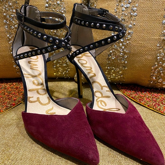 Sam Edelman Suede Studded Heels Size 8 - Picture 1 of 3
